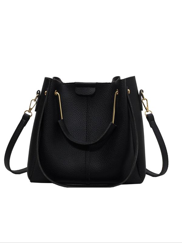 Women's Fashionable Solid Color Bucket Bag, Casual Versatile Zipper Shoulder Crossbody Bag for Daily Used, Trendy High-quality Daily Commuting Bag