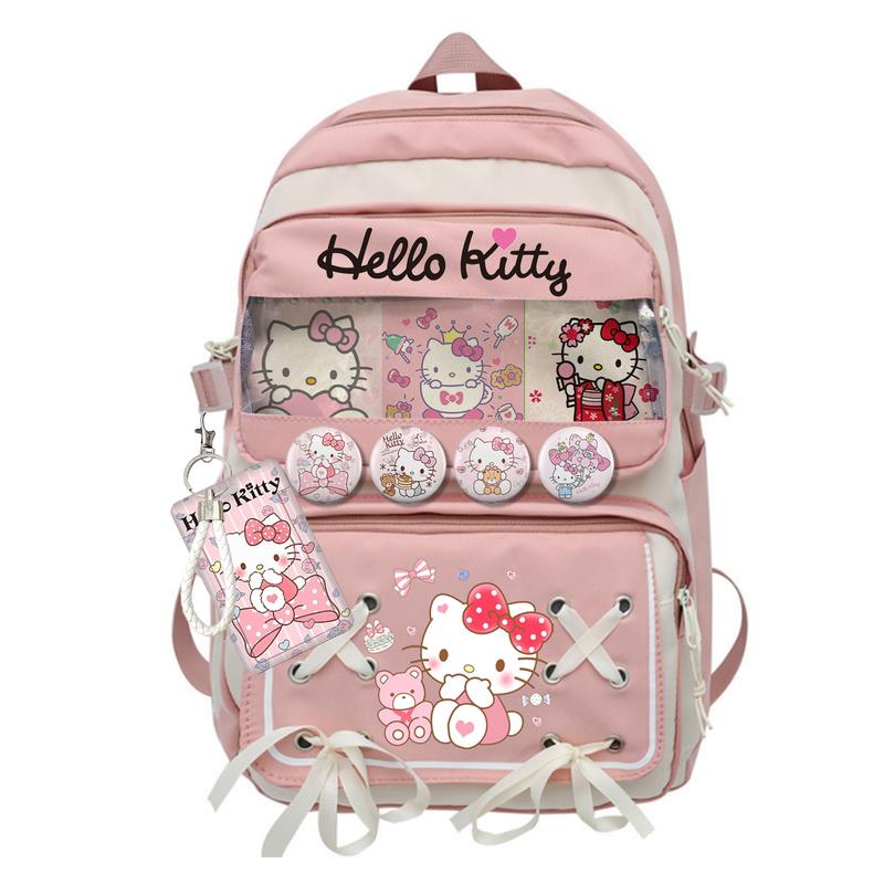 Cartoon Backpack Hello Kitty Backpack with Cute Accessories,Ita Bag Laptop Bag Backpack Daypack for Womens