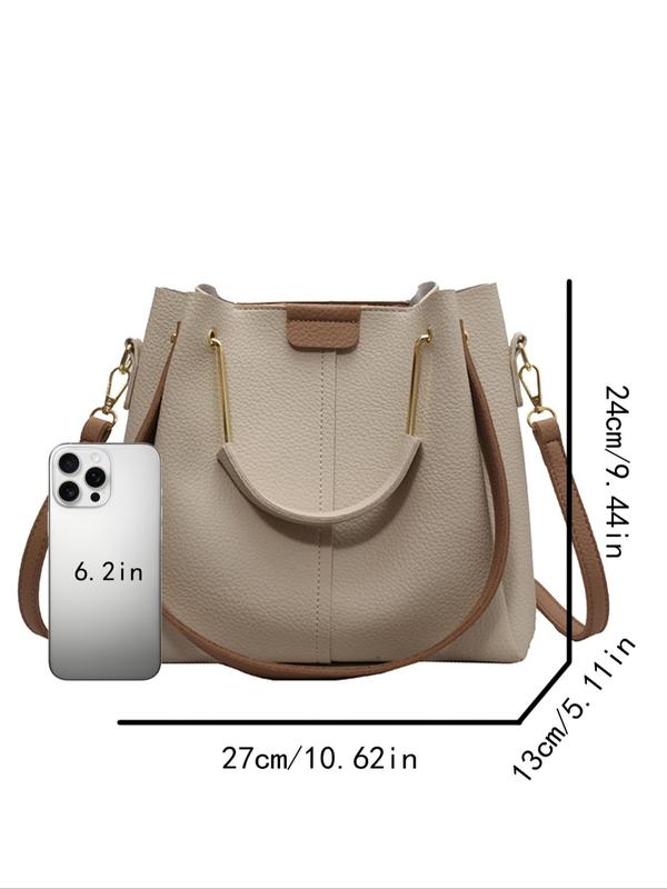 Women's Fashionable Solid Color Bucket Bag, Casual Versatile Zipper Shoulder Crossbody Bag for Daily Used, Trendy High-quality Daily Commuting Bag