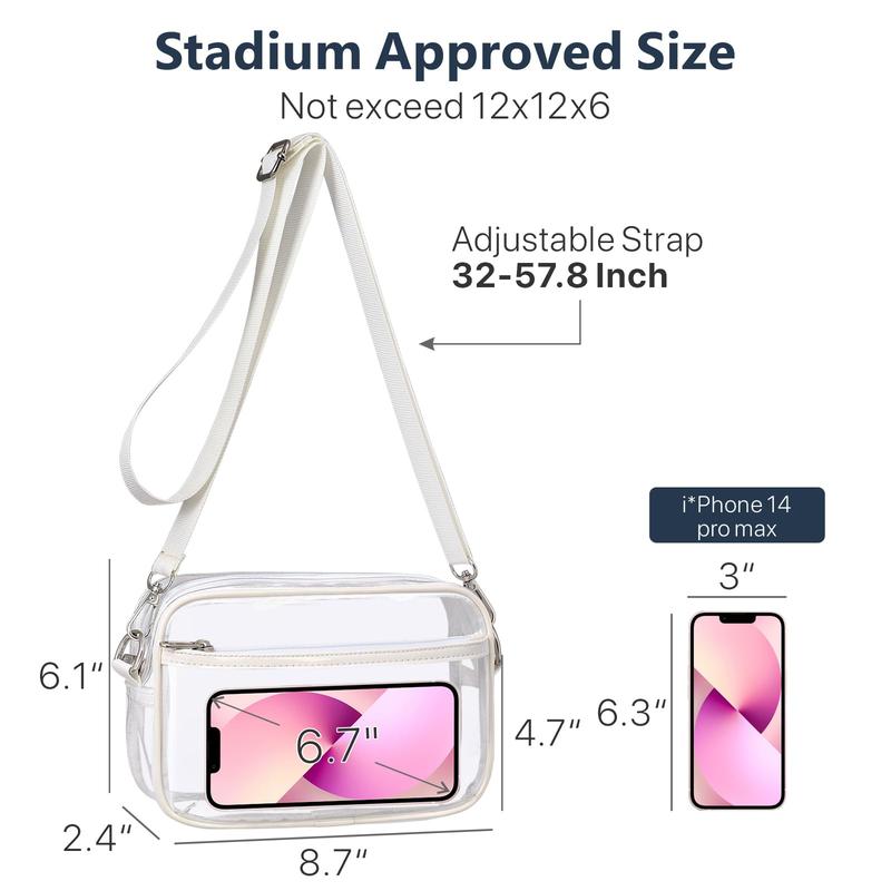 Clear Bag Stadium Approved, Crossbody Messenger Shoulder Bag for Gym Concerts Sports Events, Clear Purses for Men & Women