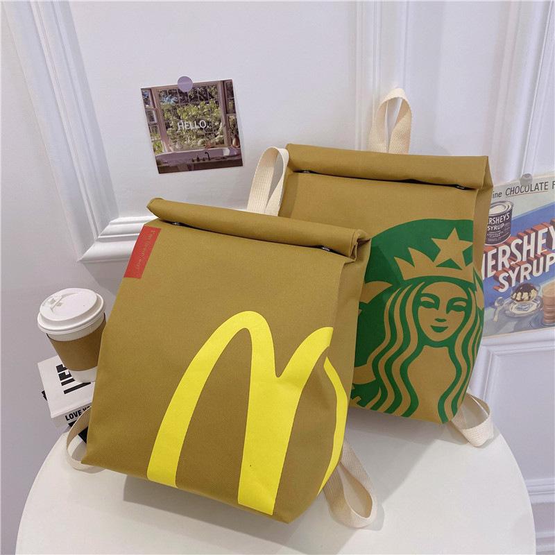 Starbucks McDonald's Backpack, Shoulder Messenger Bag Casual Backpack Computer Bag Lightweight Waterproof Travel