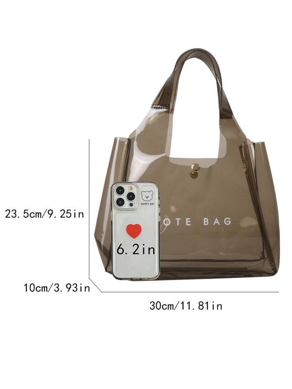 Clear Tote Bag, Fashionable PVC Shoulder Bag for Women, Casual Trendy Versatile High-quality Daily Commuting Bag, Girl Fashionable Shopping Bag