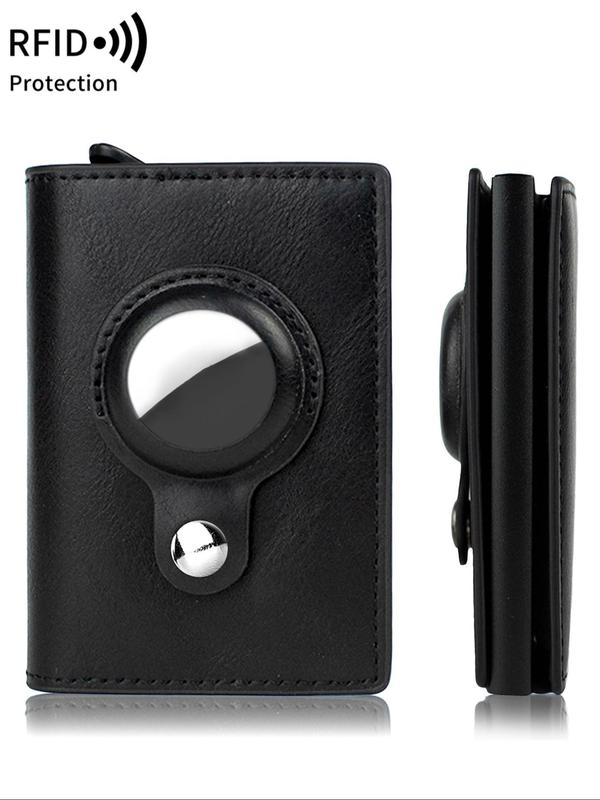 Men's Business Pu Leather RFID Trifold Card Holder, Casual Trendy Pop Out Wallet with Card Slots, Plain Color Card Holder for Work & Daily Summer 2024