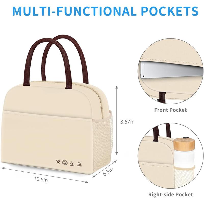 Lunch Bag Lunch Box for Women Men Reusable Insulated Lunch Tote Bag,Food Handbags Case High Capacity for Travel Work Picnic Beach,Beige DALINDA