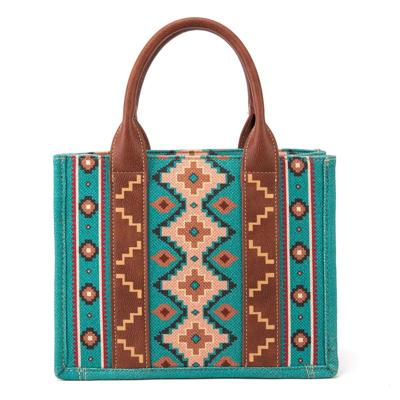 Wrangler Southwestern Print Small Canvas Crossbody - Turquoise