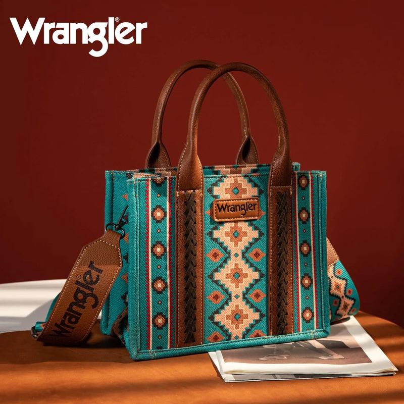 Wrangler Southwestern Print Small Canvas Crossbody - Turquoise