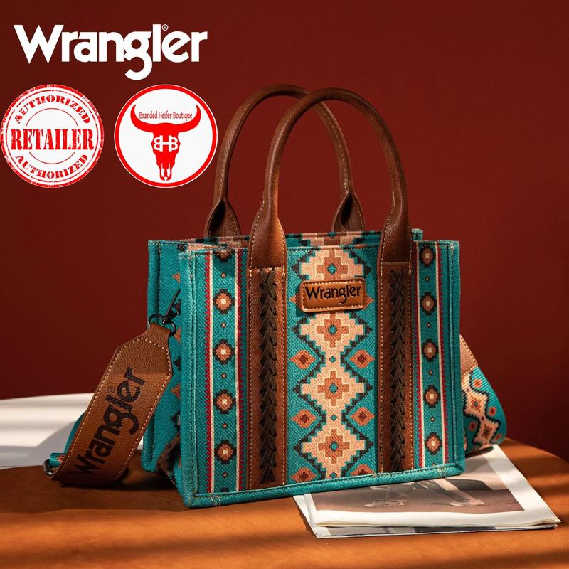 Wrangler Southwestern Print Small Canvas Crossbody - Turquoise