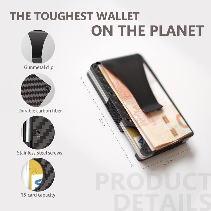 Men's Women RFID Blocking Slim Money Clip Wallet Card ID Holder Thin Minimalist, Aluminum Alloy, Everyday Purse