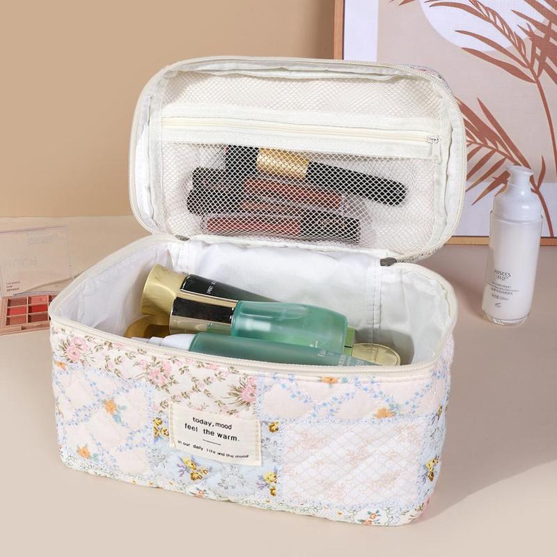 Quilted Makeup Bag Set, 3 Counts set Large Capacity Cosmetic Storage Bag, Zipper Makeup Organizer Pouch, Makeup Tool for Home & Travel, Makeup Tools, Gift for Girlfriend, Christmas Gift