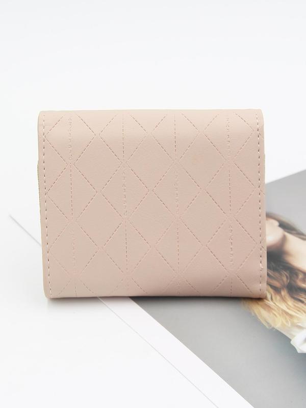 Minimalist Solid Color Leaf Charm Decor Short Wallet, Fashionable Zipper Card Holder, Multi-functional Student Coin Purse, Stylish Bifold Wallet for Women