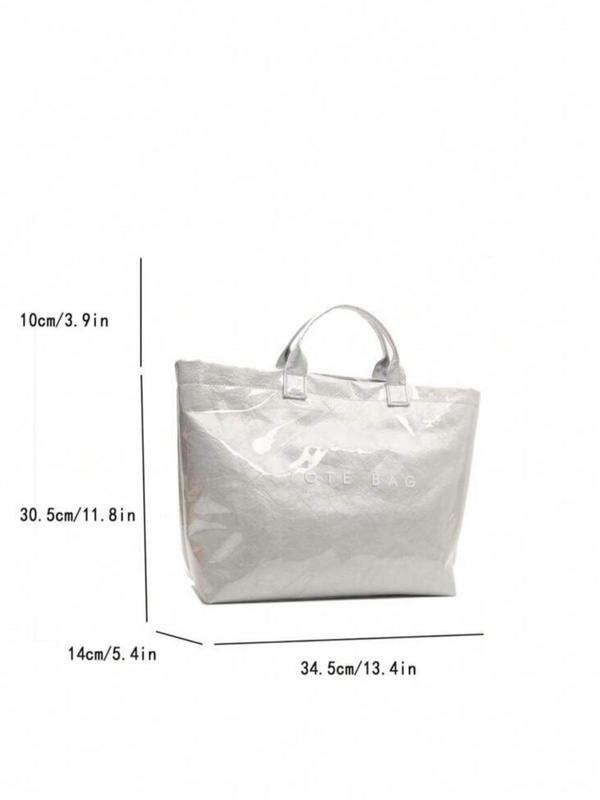 Women's Letters Print Tote Bag, Large Capacity Waterproof Luxury Tote Bag, Casual Trendy Versatile High-quality Daily Commuting Bag, Girl Fashionable Shopping Bag