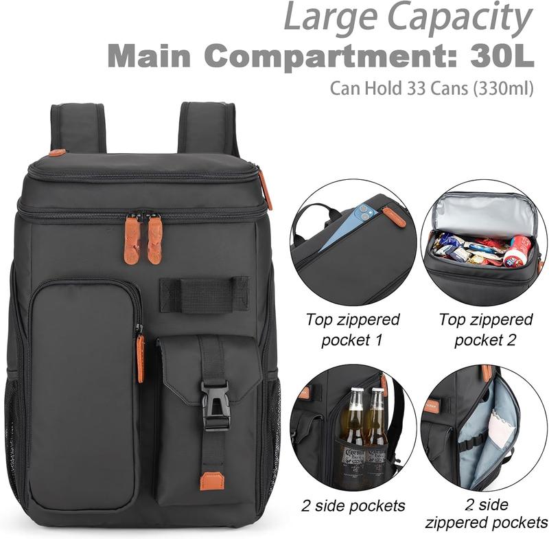 Insulated Cooler Backpack,33 Cans Multifunctional Double Deck Leakproof Cooler Bag with Sternum Strap,Large Capacity Lightweight Travel Camping Beach Backpack