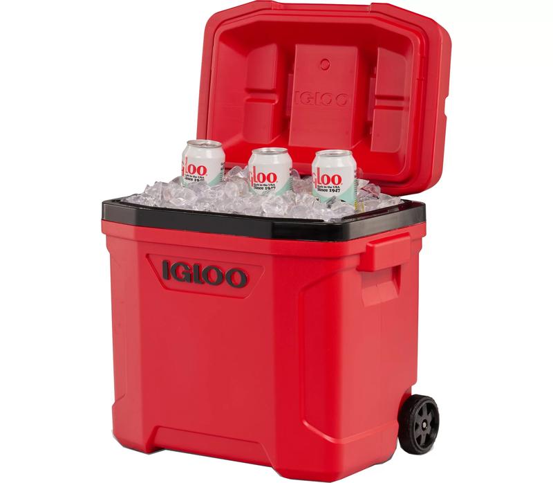 Igloo 30 Quart Latitude Roller Cooler - MaxCold Insulation, Leakproof Lid, Adjustable Strap - Perfect for Traveling with Beverages