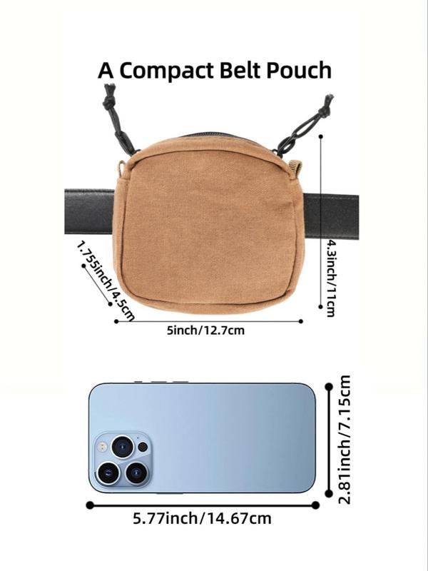 Men's Canvas Waterproof Waist Bag, Casual Solid Color Zipper Belt Bag for Daily Used, Outdoor Belt Pouch for Men Women Edc Pouch, Waist Pack for Hiking