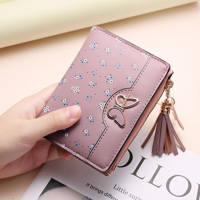 Women's Floral Ditsy Synthetic Leather Tassel Buckle Wallet