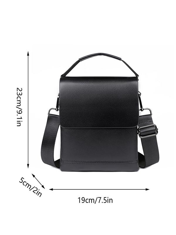 Men's Business Fashion Solid Color Crossbody Bag, Casual PU Leather Zipper Shoulder Bag for Work & Daily Used, High-quality Daily Commuting Bag