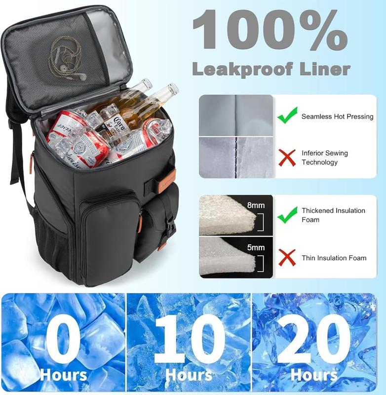 Insulated Cooler Backpack,33 Cans Multifunctional Double Deck Leakproof Cooler Bag with Sternum Strap,Large Capacity Lightweight Travel Camping Beach Backpack