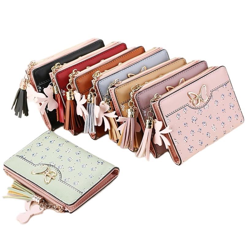 Women's Floral Ditsy Synthetic Leather Tassel Buckle Wallet