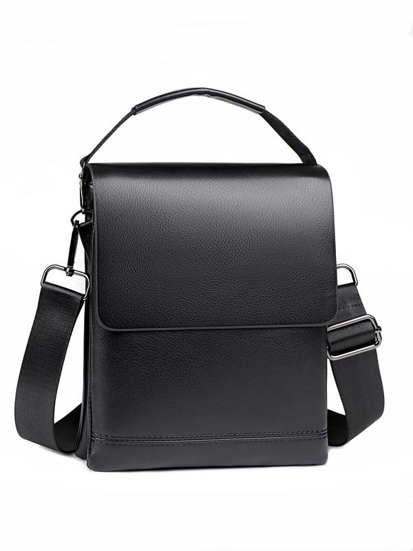 Men's Business Fashion Solid Color Crossbody Bag, Casual PU Leather Zipper Shoulder Bag for Work & Daily Used, High-quality Daily Commuting Bag