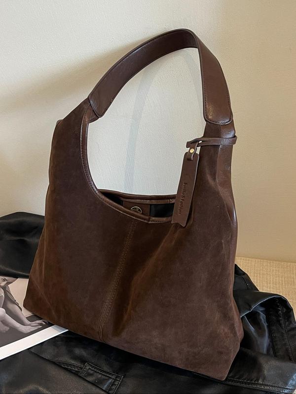 Women's Solid Color Tote Bag, Fashionable Large Capacity Shoulder Bag for Work & Daily Used, Casual Trendy Versatile High-quality Daily Commuting Bag