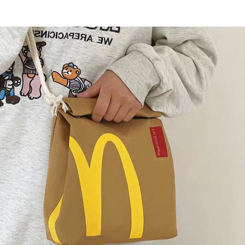 Mcdonald's Starbucks Canvas Backpack Large Capacity, Personality Shoulder Messenger Bag Casual Backpack Laptop Bag Light Travel for Women Men