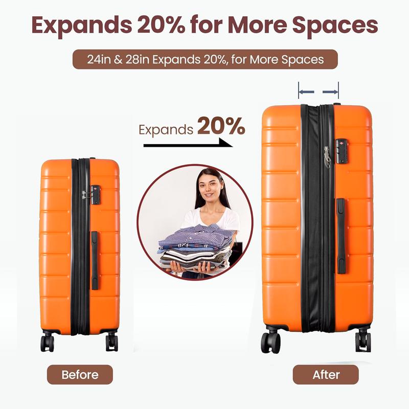 Suitcase Set, 4-piece Set, Expandable (13+20+24+28), Spinner Wheels, ABS Material, Lightweight, Durable, Travel-Specific