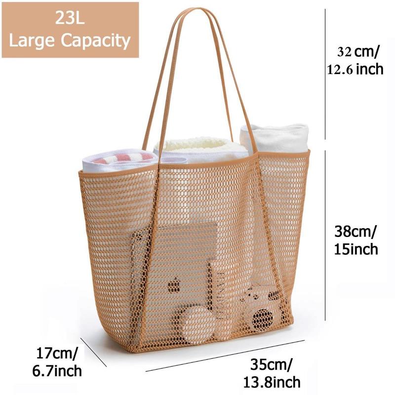 Mesh Beach Bag, Waterproof Pool Bag, Large Capacity Shoulder Bag For Beach Vacation, Outdoor Accessories For Women & Men