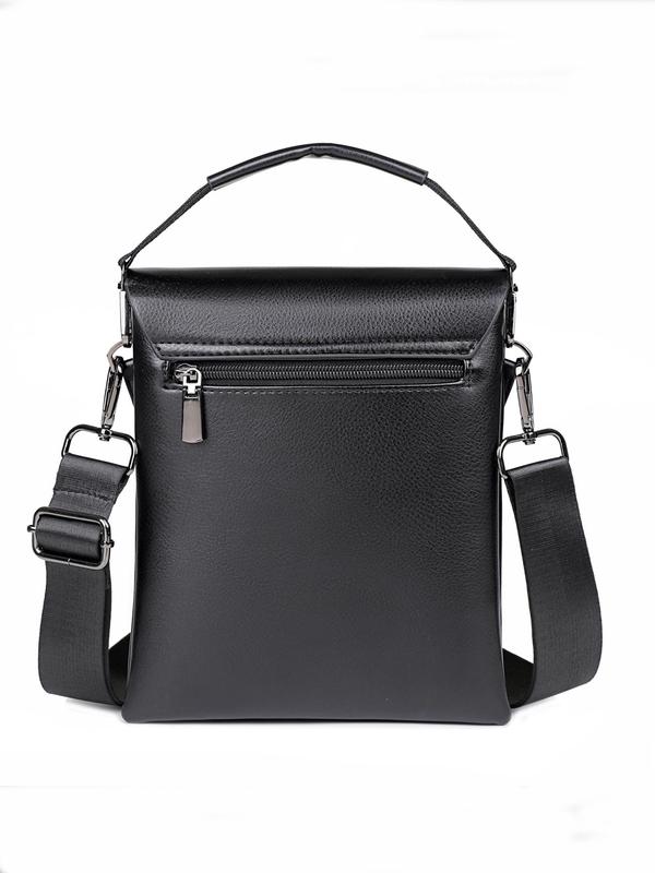 Men's Business Fashion Solid Color Crossbody Bag, Casual PU Leather Zipper Shoulder Bag for Work & Daily Used, High-quality Daily Commuting Bag