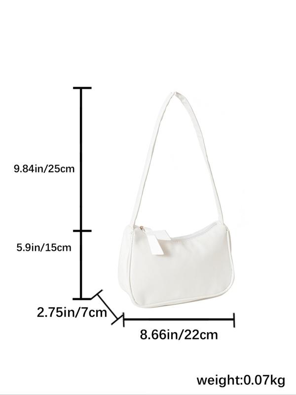 Women's Solid Color Shoulder Bag, Fashionable PU Leather Zipper Shoulder Bag for Daily Used, Casual Trendy Versatile High-quality Daily Commuting Bag