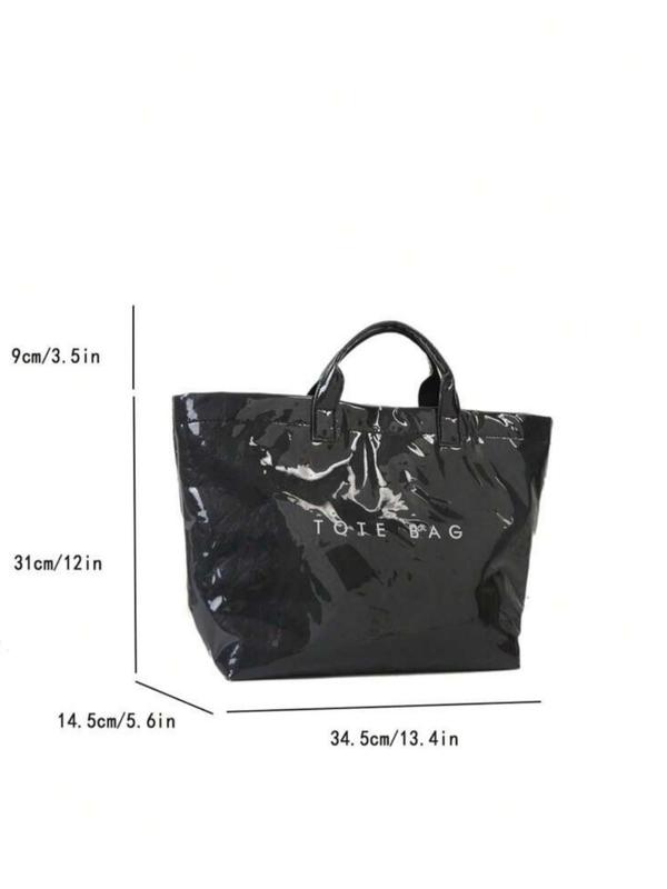 Women's Letters Print Tote Bag, Large Capacity Waterproof Luxury Tote Bag, Casual Trendy Versatile High-quality Daily Commuting Bag, Girl Fashionable Shopping Bag