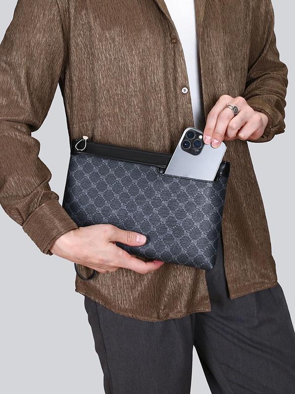 Men's Business Casual Zipper Clutch, Affordable Luxury Bag Large Capacity Clutch Purse for Work & Daily Used, Casual Trendy Versatile High-quality Daily Commuting Bag