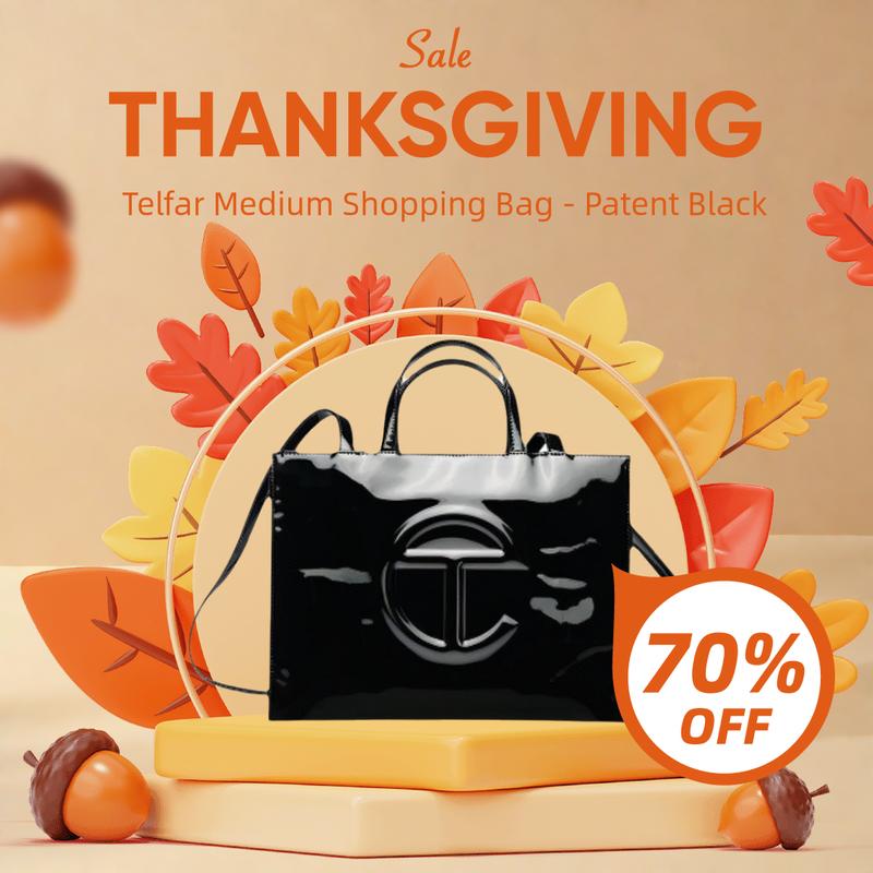 Black Friday- Gift for You-Telfar medium black Patent shopping bag