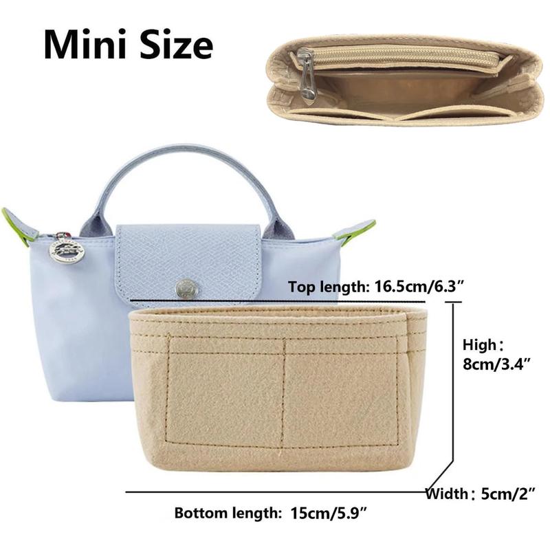 Bag Organizer for Longchamp Small Tote Bag Timid Bag Storage & Finishing Inner Bag Liner Handbags Insert Organizer fit Mini Size makeup bag