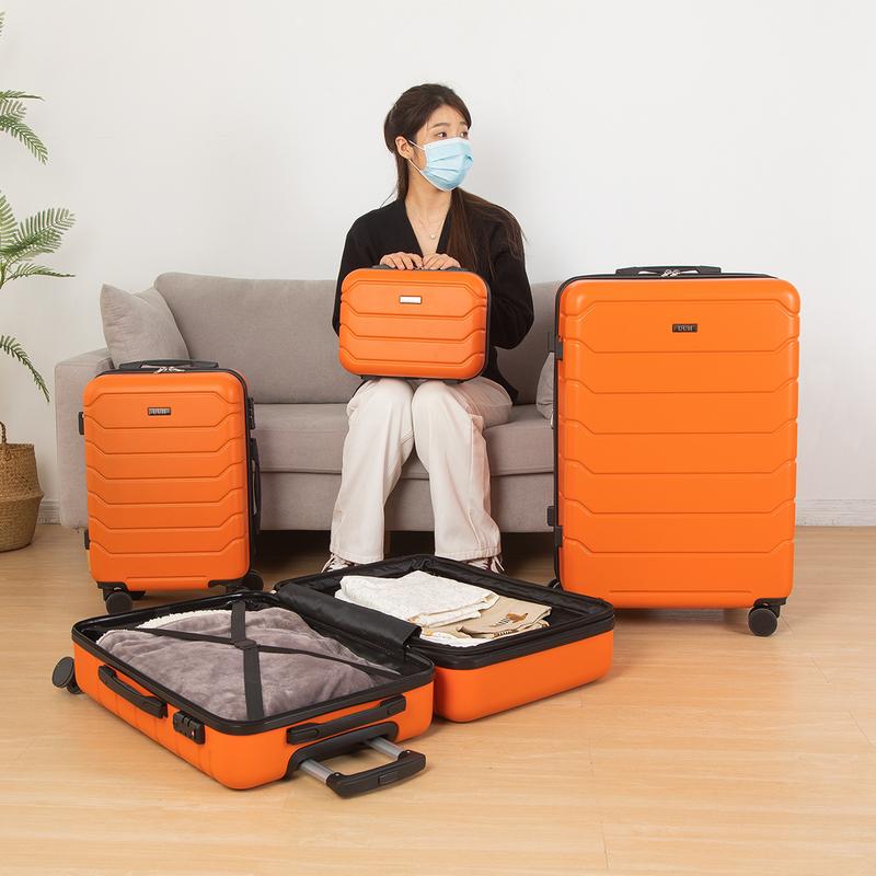 Suitcase Set, 4-piece Set, Expandable (13+20+24+28), Spinner Wheels, ABS Material, Lightweight, Durable, Travel-Specific