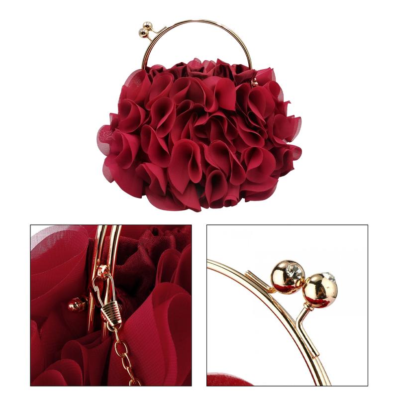 LAKSMI Women Floral Evening Bag,Elegant Flower design Clutch bag,Fashion Chain Strap Crossbody Bag for Banquet & Wedding Party