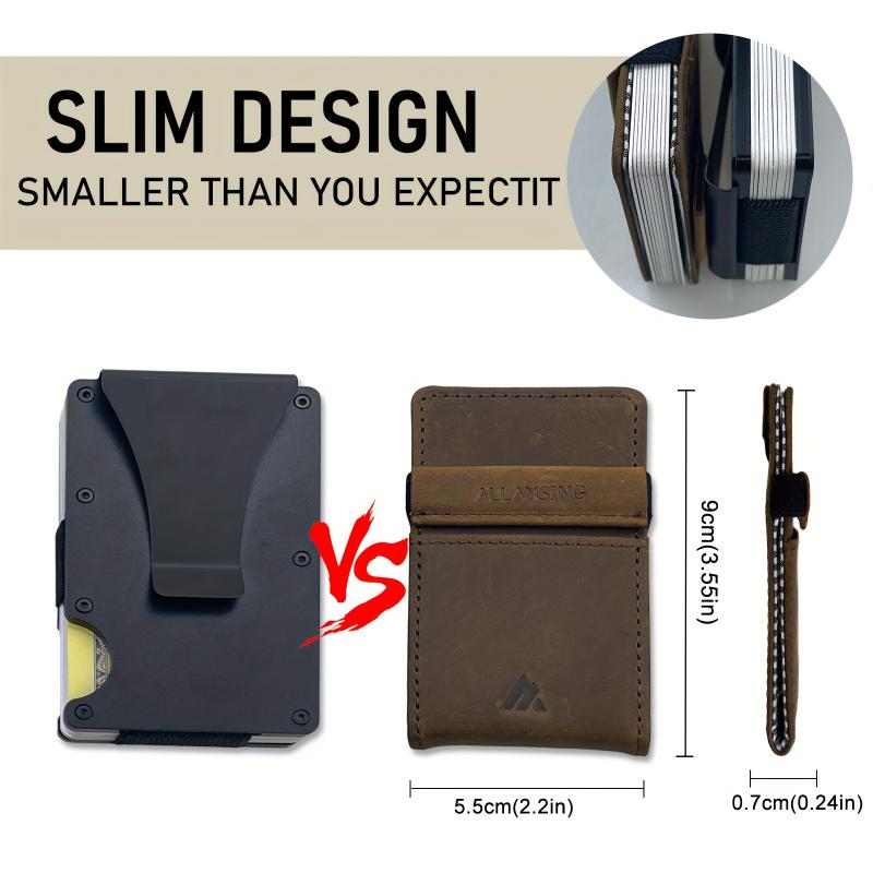 Slim Minimalist Front Pocket Wallets, RFID Blocking Card Holder, Genuine Leather Wallet For Men Women