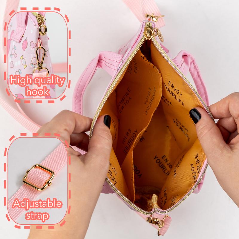 Shoulder Bag with Keychain and Two Magnetic Bracelets for Friends Cute Anime Wallet. Cute bag for women, girls, teenagers. Great gift.