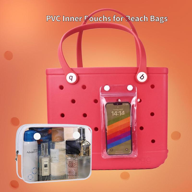 3 packs clear PVC zipper inner bags kit for Bogg bag rubber beach tote bag