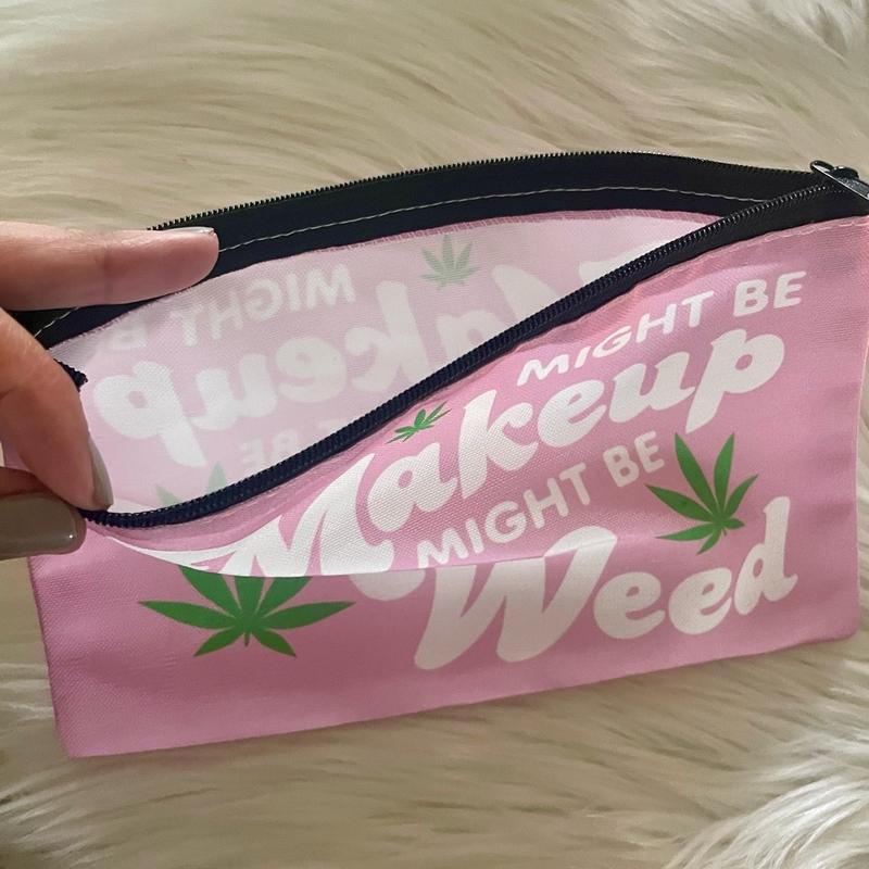 Pink Makeup Leaf Zip Bag