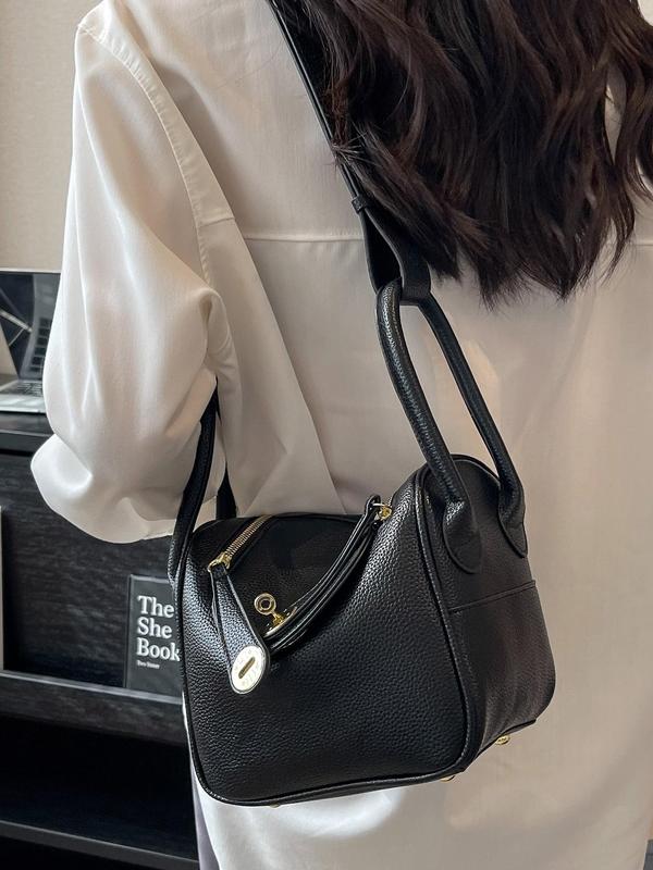 Women's Solid Color Bucket Bag, Fashionable PU Leather Crossbody Bag with Adjustable Strap, Casual Versatile Shoulder Bag for Daily Used