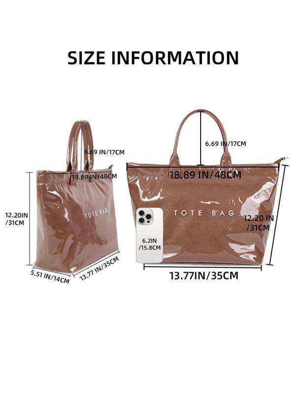 Large Capacity Tote Bag, Letters Pattern Tote Bag, Casual Trendy Versatile High-quality Daily Commuting Bag, Girl Fashionable Shopping Bag