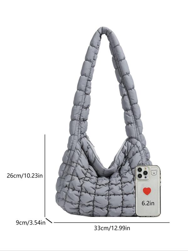 Women's Solid Color Quilted Shoulder Bag, Fashionable Large Capacity Crossbody Bag for Work & Daily Used, Casual Trendy Versatile High-quality Daily Commuting Bag