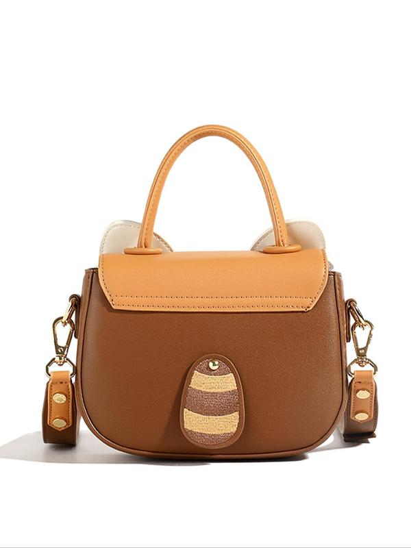 Women's Cute Cartoon Bear Design Crossbody Bag, Fashionable Pu Leather Handbag for Daily Used, Casual Trendy Versatile High-quality Daily Commuting Bag