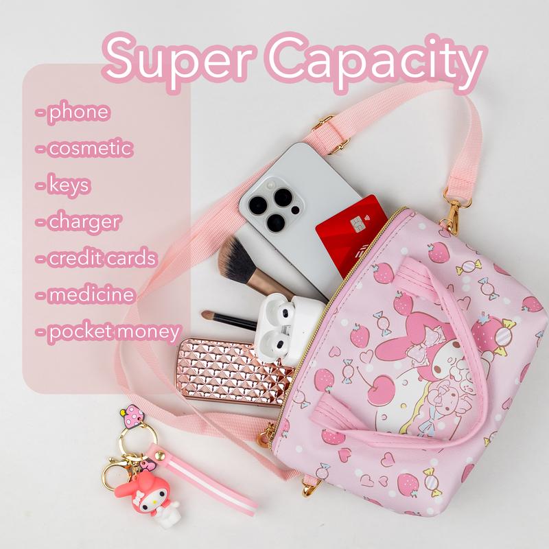 Shoulder Bag with Keychain and Two Magnetic Bracelets for Friends Cute Anime Wallet. Cute bag for women, girls, teenagers. Great gift.