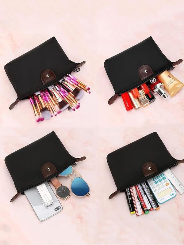 Solid Color Makeup Bag, Portable Cosmetic Storage Bag, Zipper Makeup Organizer Pouch, Versatile Storage Bag for Skincare, Lotion, Cream, Lip Balm, Eyeliners, Makeup Brushes, Travel Toiletry Bag