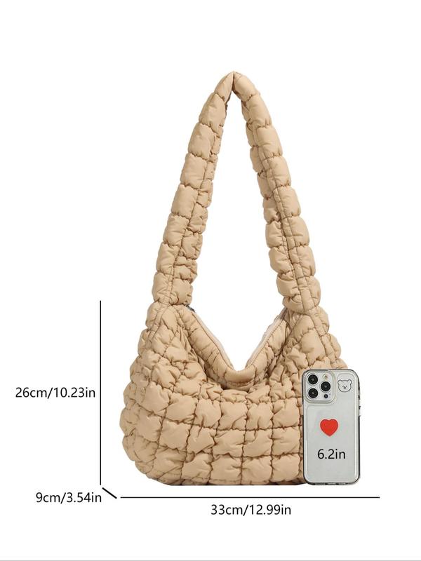 Women's Solid Color Quilted Shoulder Bag, Fashionable Large Capacity Crossbody Bag for Work & Daily Used, Casual Trendy Versatile High-quality Daily Commuting Bag