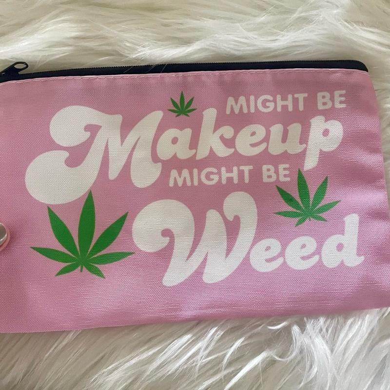 Pink Makeup Leaf Zip Bag