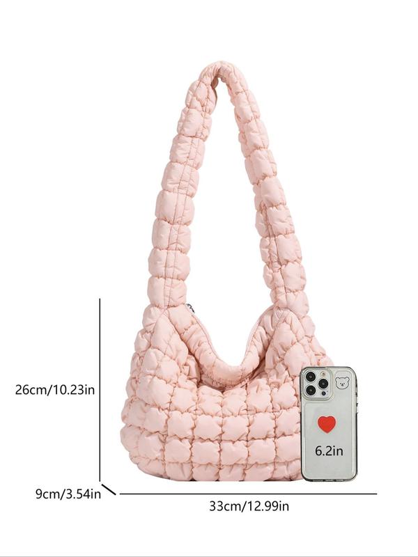 Women's Solid Color Quilted Shoulder Bag, Fashionable Large Capacity Crossbody Bag for Work & Daily Used, Casual Trendy Versatile High-quality Daily Commuting Bag