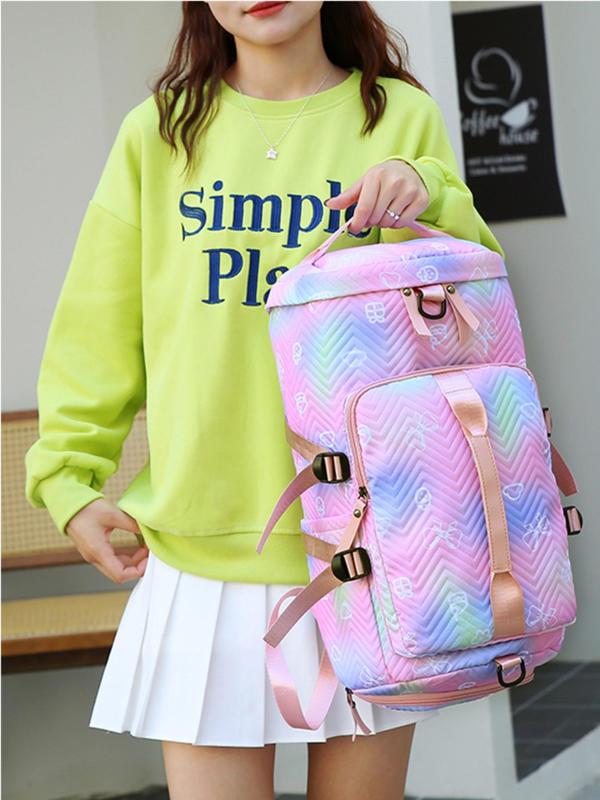 Random Pattern Large Capacity Travel Bag,  Waterproof School Book Bag Backpack, Multi-functional Dry and Wet Separation Sports Fitness Handbag, Hiking Backpack, Yoga Backpack