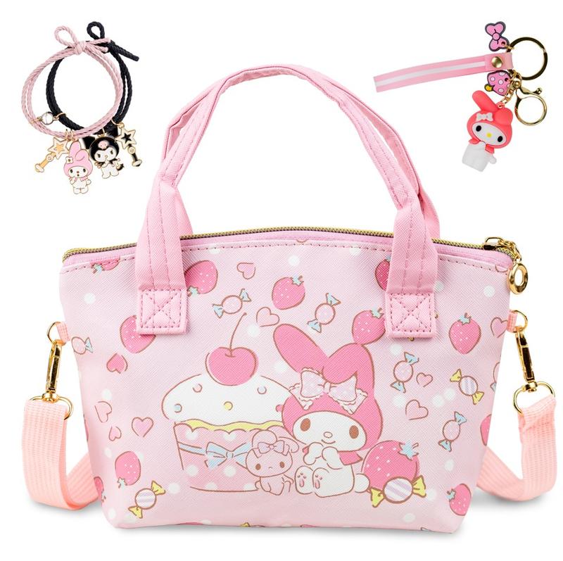 Shoulder Bag with Keychain and Two Magnetic Bracelets for Friends Cute Anime Wallet. Cute bag for women, girls, teenagers. Great gift.